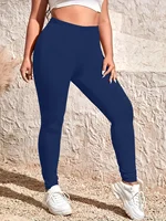 Women Plus Size  Black High-stretch Leggings Wear Nine-point Pants High-waisted Plus Fat Solid Color Small Feet Pants