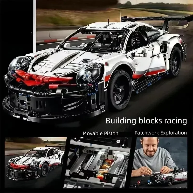 1:14 Sports Car Building Block Model Famous Sport Advanced Replica Race Cars Models DIY Power Building Blocks Collectible Gifts 5