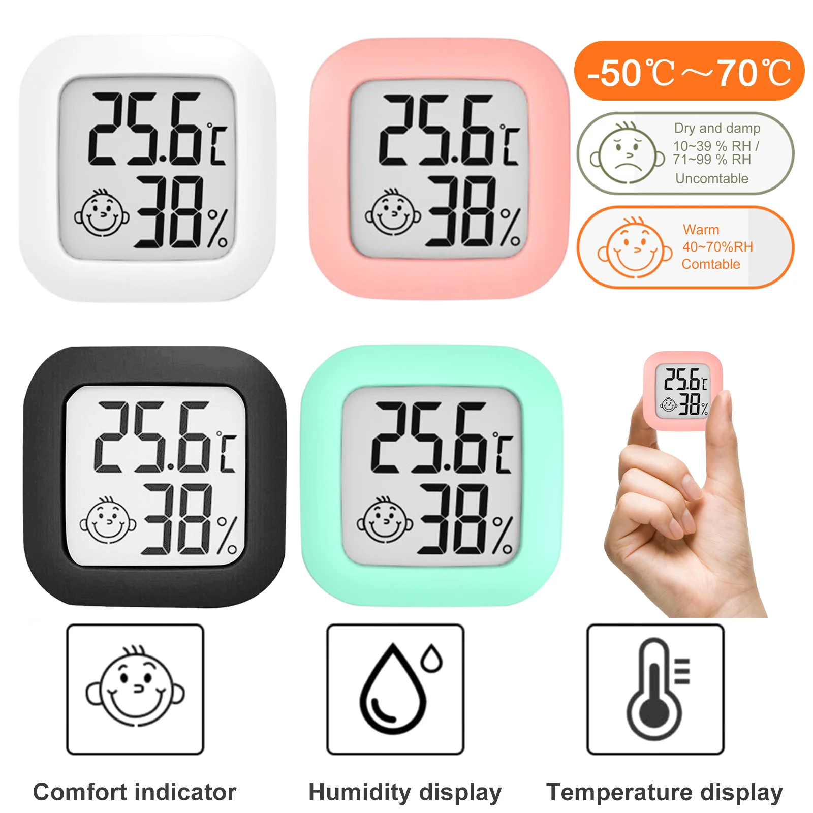 LCD Digital Thermometer Hygrometer Indoor Room Electronic Temperature Humidity Meter Sensor Gauge Weather Station For Home