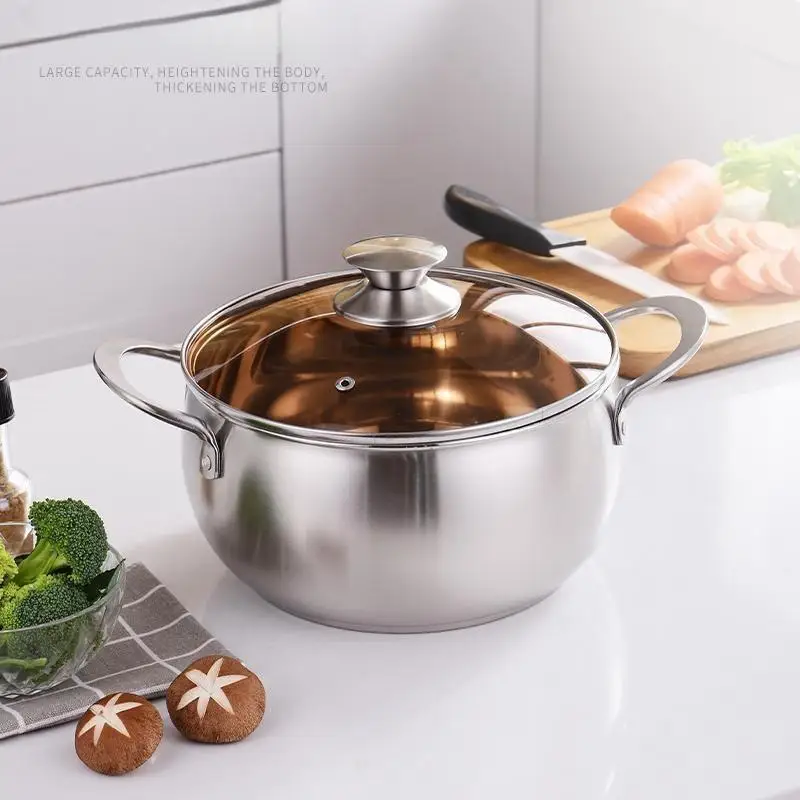 Large Capacity Pot Cooking Pot American Style Stainless Steel High Pot Soup  Pot Congee Pan Pan Induction Cooker Universal Pot - Soup & Stock Pots -  AliExpress