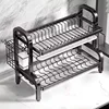 Dish Drying Rack 3-Tier Compact Kitchen Dish Rack Drainboard Set Large Rust-Proof Dish Drainer with Utensil Holder Kitchen Racks 3