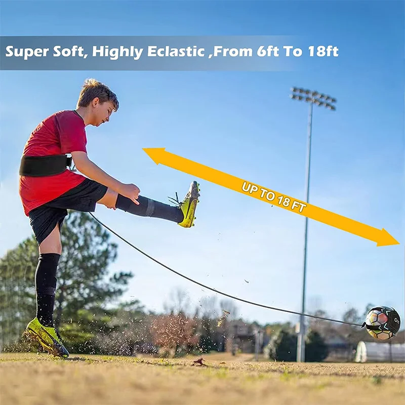 Single Soccer Trainer, Soccer Kick and Throw Single Training Aid, Ball Control Training, Adjustable Child Adult Auxiliary Belt