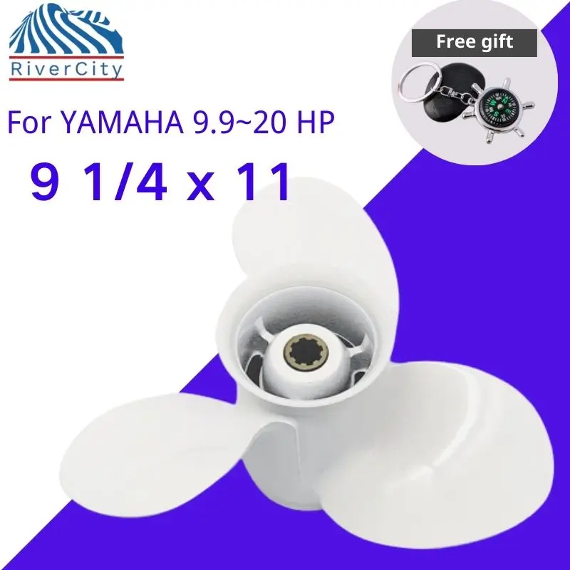 Boat Propeller 9 1/4x11 For Yamaha 9.9HP 15HP 20HP Outboard Motor Aluminum Screw 8 Spline Marine Engine Part 63V-45943-00-EL