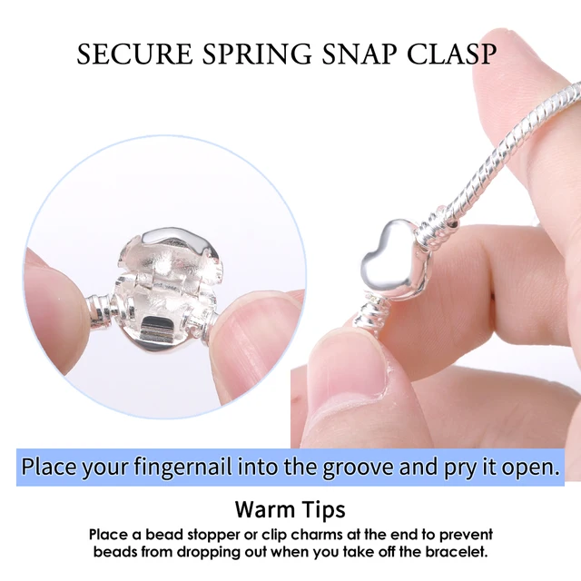 925 Silver Color Charm Bead Bracelet For Women Original Charms Heart Family Ball Star Bracelets Bangles Snake Chain DIY Jewelry 4