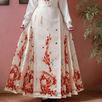 Horse Face Skirt Improved Ming Dynasty Ancient Chinese Traditional Daily Wear Women's Modern Hanfu Clothes mamianqun