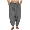 Mens Linen Yoga Pants Elastic Waist Drawstring Beach Loose Fit Casual Tapered Trousers Mens Ling Swim Trunks 1