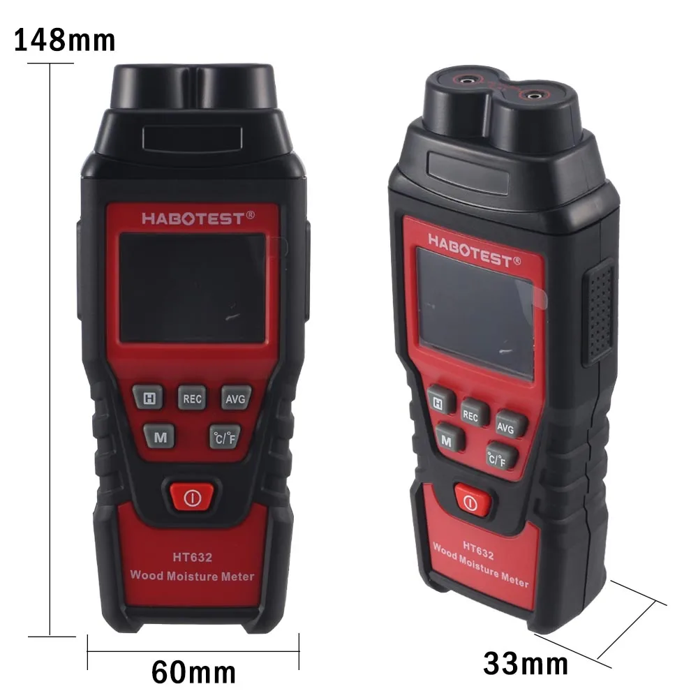 1pc HABOTEST HT632 Digital Moisture Meter Cement Wood Gypsum Material Humidity Detector Timber Gauge Temperature Hygrometer