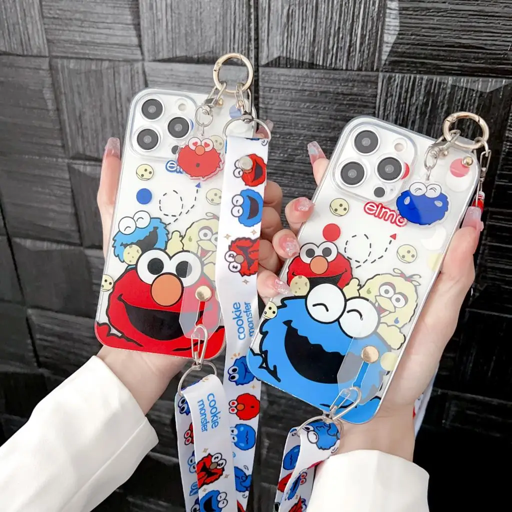 こあ　スマホケース iPhone リストストラップ Iphone用エルモリストストラップ付きケース,装飾品,iPhone 15