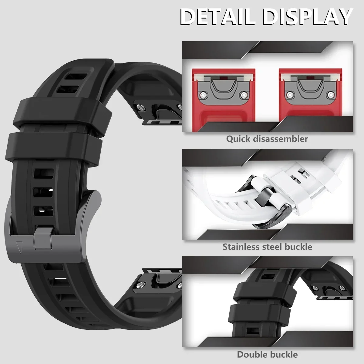 Premium Silicone Strap - Comfortable Quick Fit 26mm, 22mm, 20mm Band