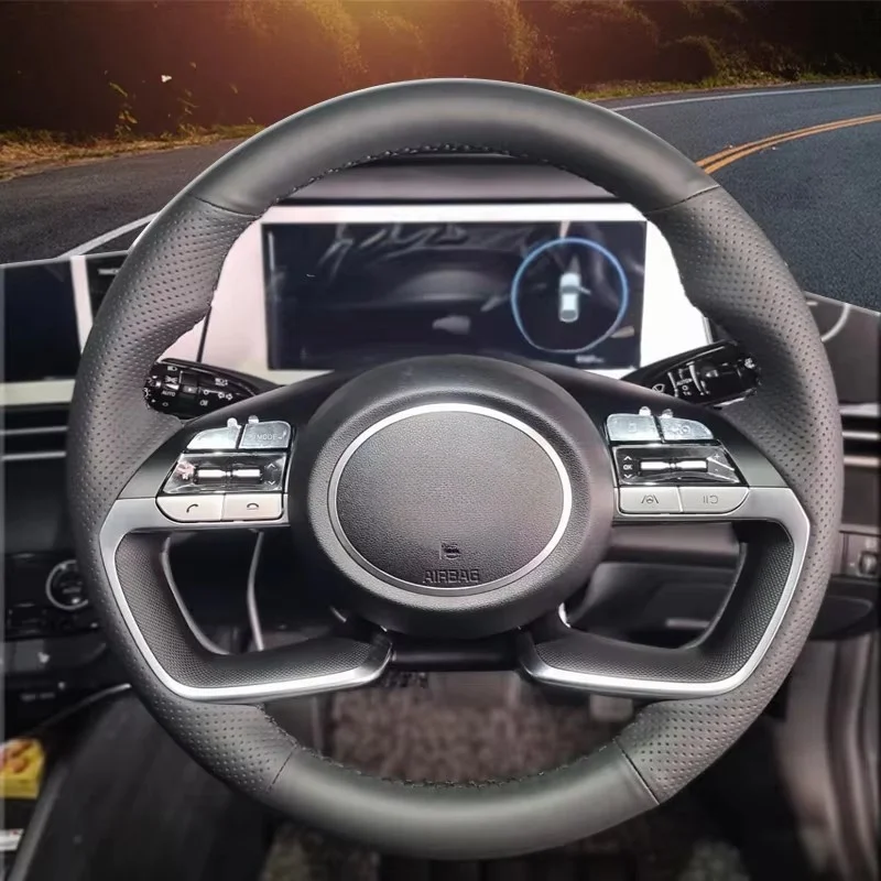 Für hyundai avante santa cruz tucson stecker i20 tucson cn7 kunstleder auto lenkrad abdeckung autozubehör styling