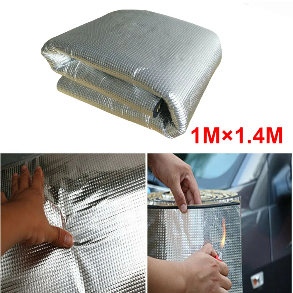 

1pc Silver Insulation Cotton 5MM Car Sound Fire Deadener Thermal Heat Insulation Sound-Absorbing Cotton Mat PE+Aluminum 1x1.4m