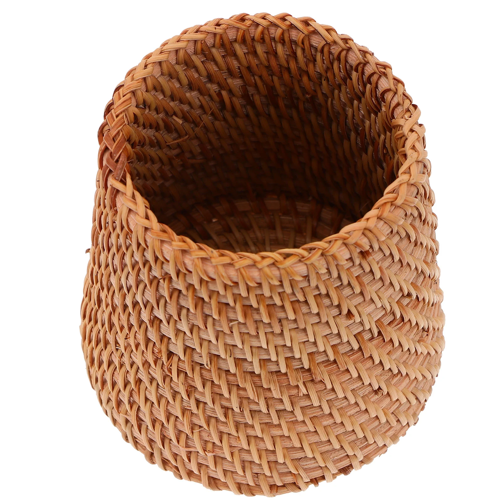 

Woven Pen Holder Wood Storage Basket Rattan Stationary Makeup Brush Desktop Container Autumn Vines Sundries Office Baskets