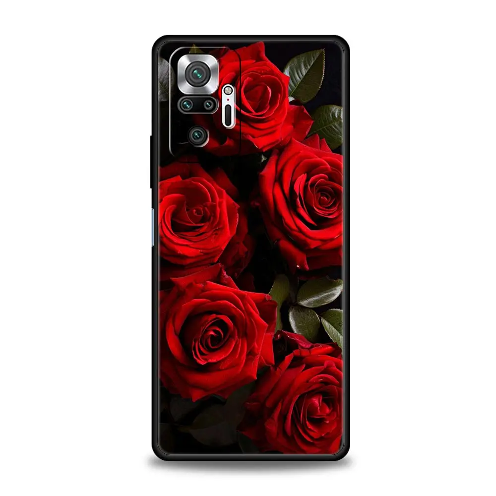 Elegant Red Rose Floral Design Soft Phone Case Cover