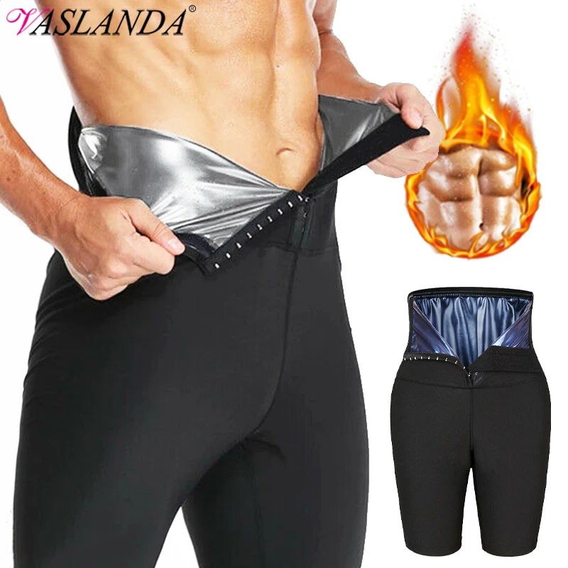 Tanie Męskie treningowe spodnie dresowe do sauny gorące termo wysokiej talii spodenki kompresyjne sklep