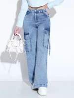 Women's Cargo Jeans with Multiple Pockets - Stylish and Practical Work Denim Pants for Everyday Comfort and Functionality - Image 2