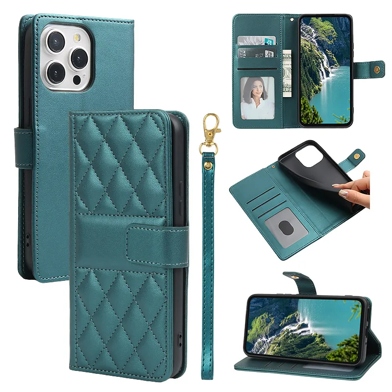 Premium Flip Leather Wallet Case with Card Slots and Strap – Elegant Protective Cover