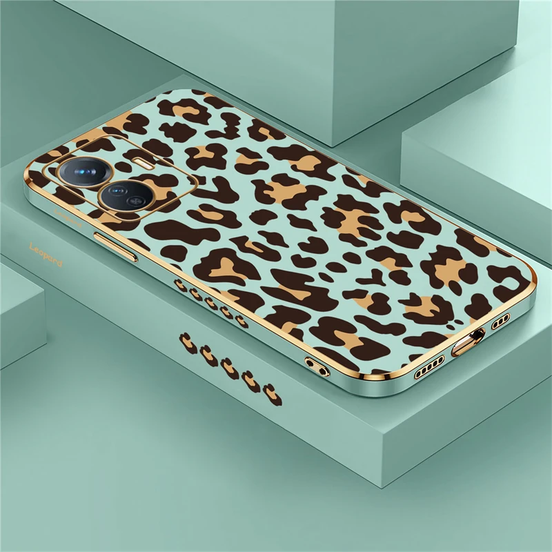 Leopard Pattern Soft Phone Cover with Plating Finish