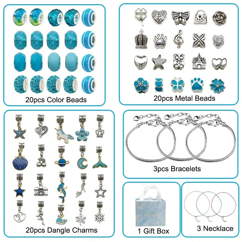 Girls DIY Bracelet Making Kit with Beads Pendant Charms Bracelets And Necklace String Jewelry Making Accessories for Creativity - 6