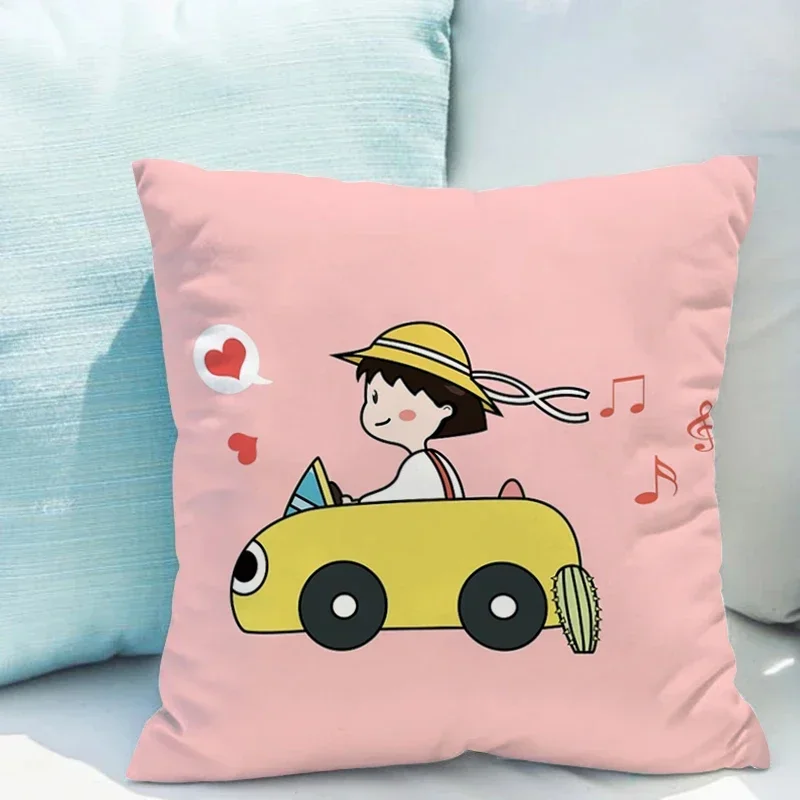 Description Picture 5 of itemChibi Maruko-chan Pillowcase Cushion Cover 45x45 Ornamental Pillows for Living Room Fall Decor Pillow Hugs Lounge Chairs Covers