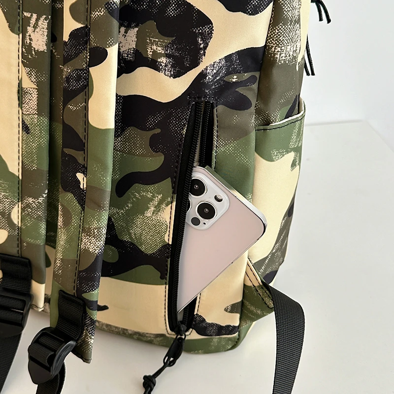 Camouflage Backpacks For Women Large Capacity Waterproof Nylon School Bags Unisex Graffiti Leisure Or Travel Bags Green Satchels