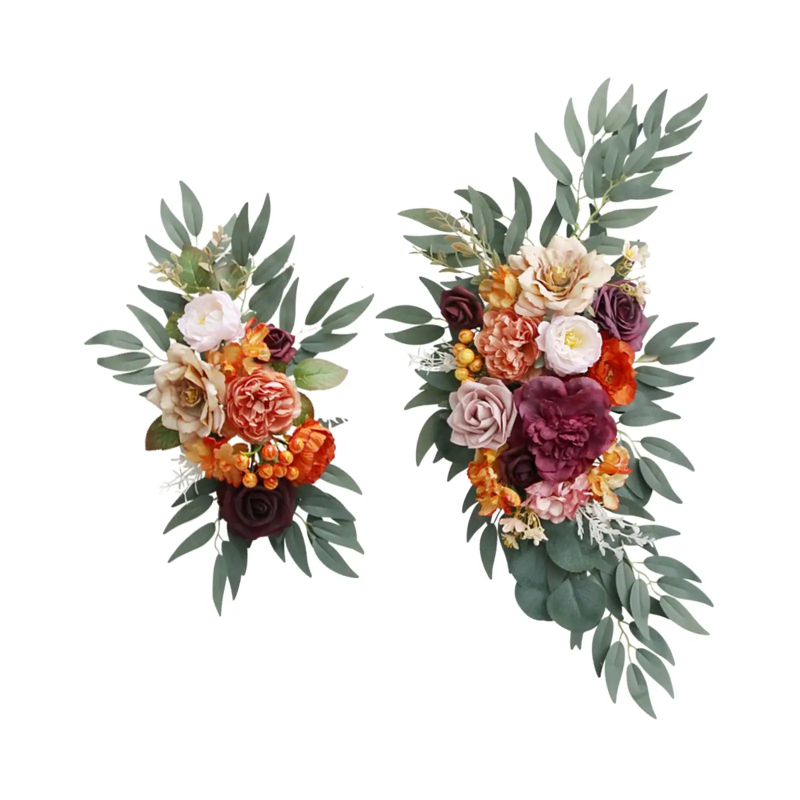 Wedding Arch Flowers Wreath Handmade Flower Swag for Decorating Wedding Decor Set of 2 for Backdrop Arbor Table Party Decoration