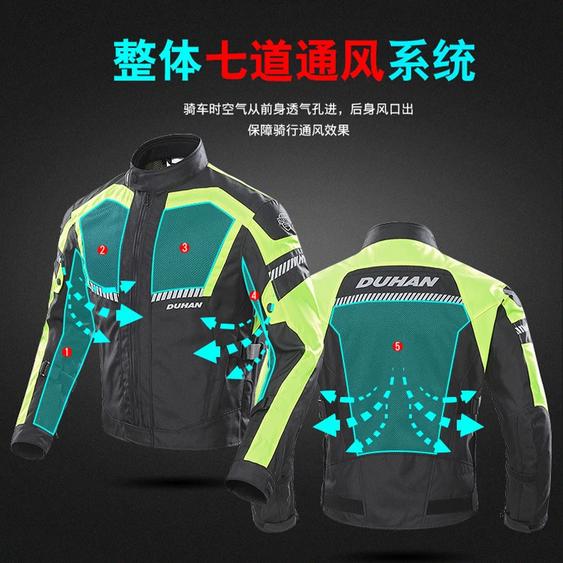 DUHAN 오토바이 자켓 남자 여름 통기성 메쉬 오토바이 자켓 모토 크로스 라이딩 자켓 Anti-fall CE Protection Moto Clothes