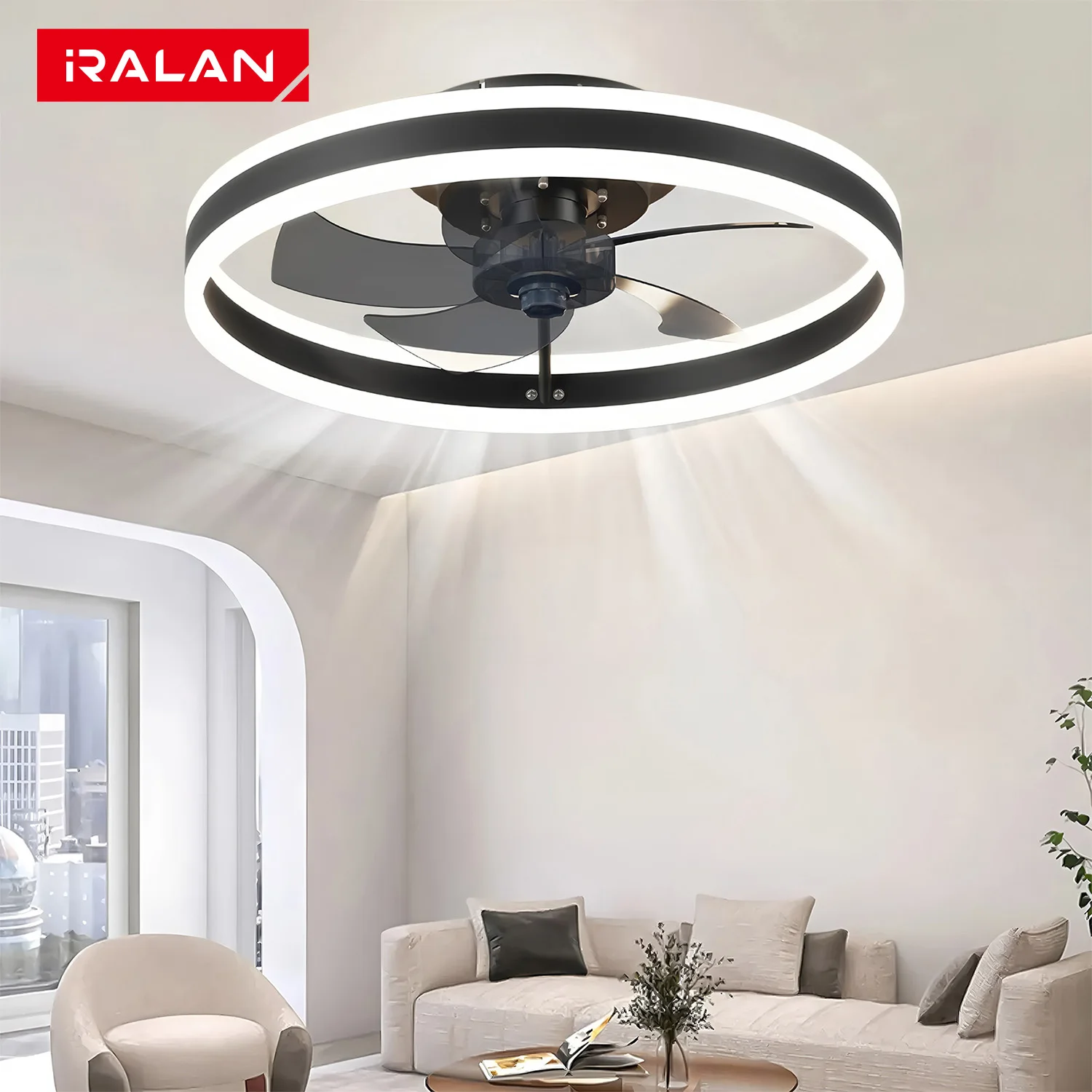 Lampadario A Soffitto Con Ventilatore LED 60W - Silenzioso, Telecomando, 6 Velocità, Dimmerabile, 78cm