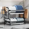 2 Layers Space Saving Dish Drying Rack Countertop Household Large Capacity Dish Storage Holder Kitchen Organizers And Storage 3