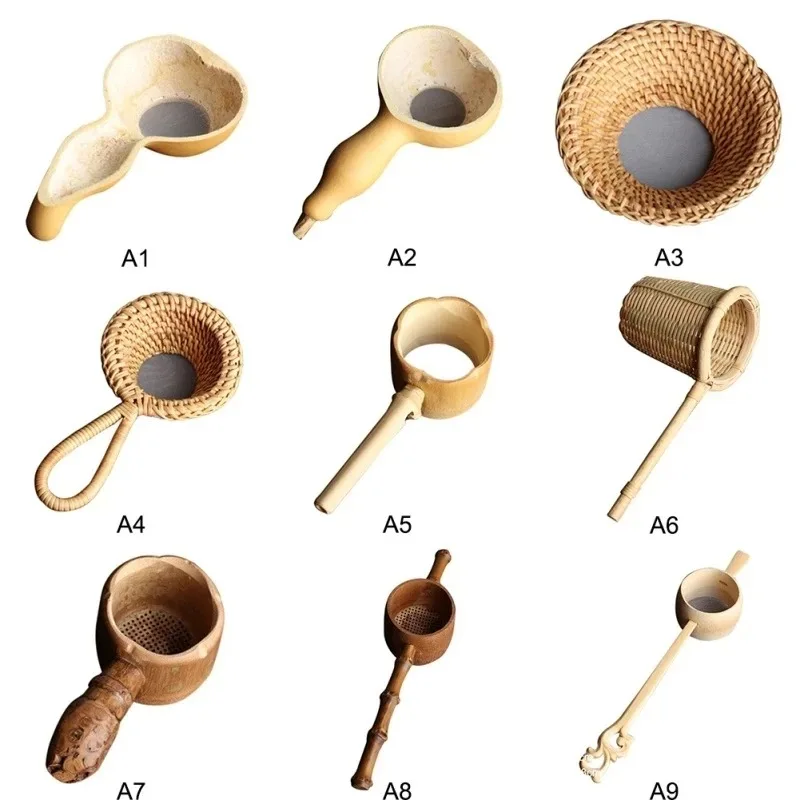 New Tea Strainers Bamboo Rattan Gourd Shaped Tea Leaves Funnel for Table Decor Ceremony Accessories