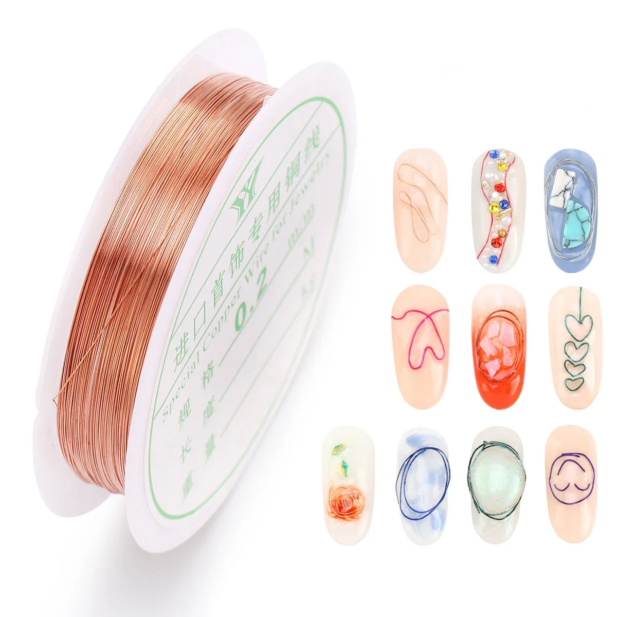 Decorazioni per Nail Art placcatura in filo di rame filo di rame Nail Art strumento fai da te oro argento 3D punte per unghie gioielli per unghie decorazione per Manicure