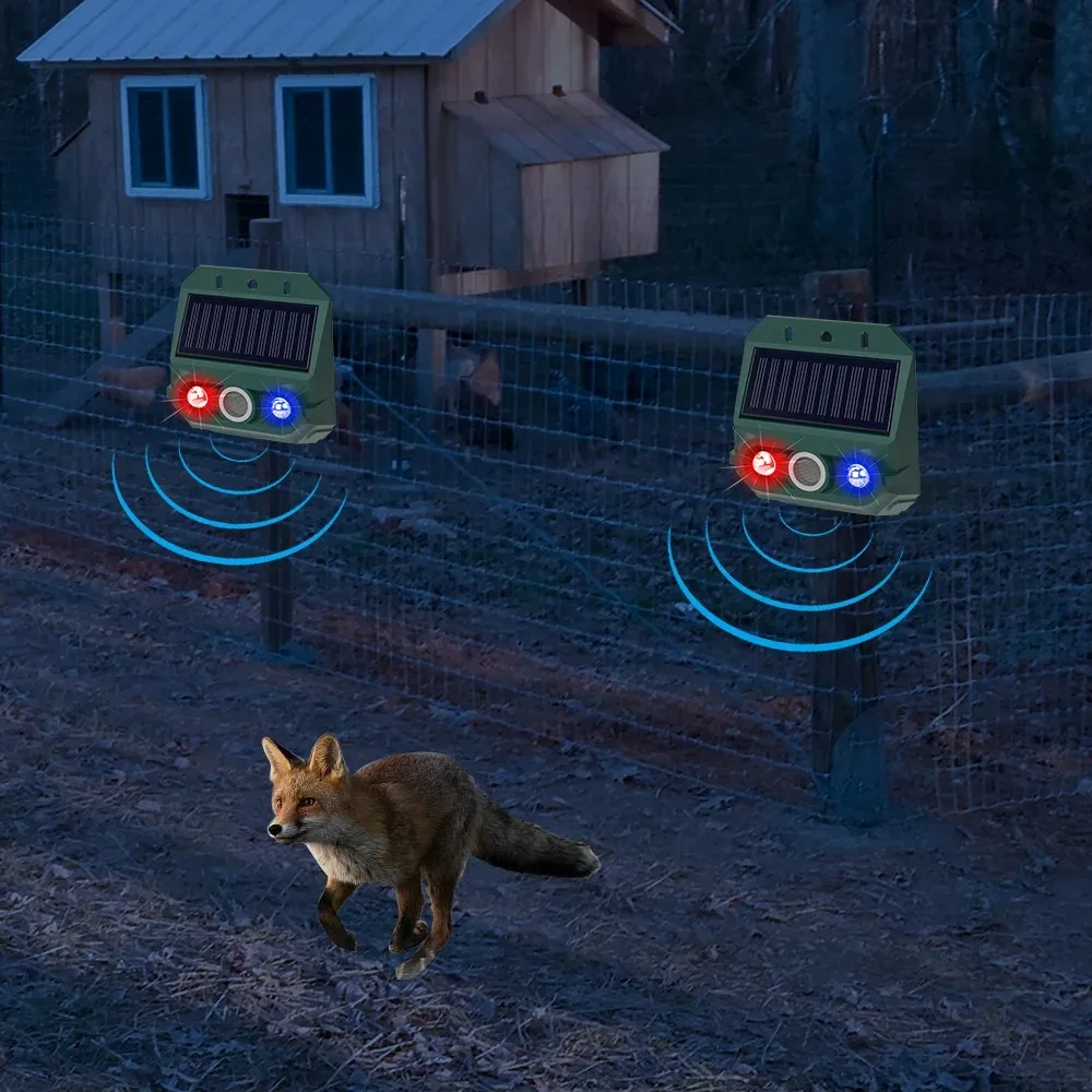 Ultraschall-Tiervertreiber mit blinkender LED, IP66, wasserdicht, für den Außenbereich, Tiervertreiber, solarbetriebener Tiervertreiber, Tierentferner – Detail 2