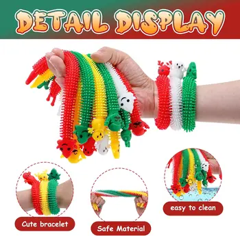 5/15/30PCS Christmas Stretchy Strings Sensory Fidget Toys Santa Claus, Snowman, Elk Stretch Sensory Bracelet String Party Favors