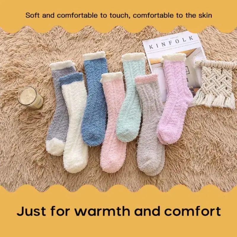 Winter Warmer Women Thicken Thermal Socks Fluffy Long Socks Toe Thick Warm Fur Fleece Home Floor Socks Winter Sleep Socks 4