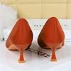Big Size 34-43 Women Silk Versatile Middle Low Kitten Heels Shoes Lady 5.5cm High Heels Basic Office Work Satin Dark Green Pumps 6