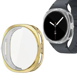 Premium Soft TPU Case and Screen Protector Set - Galaxy watch 8 44mm (9 gold 7 Transparent)
