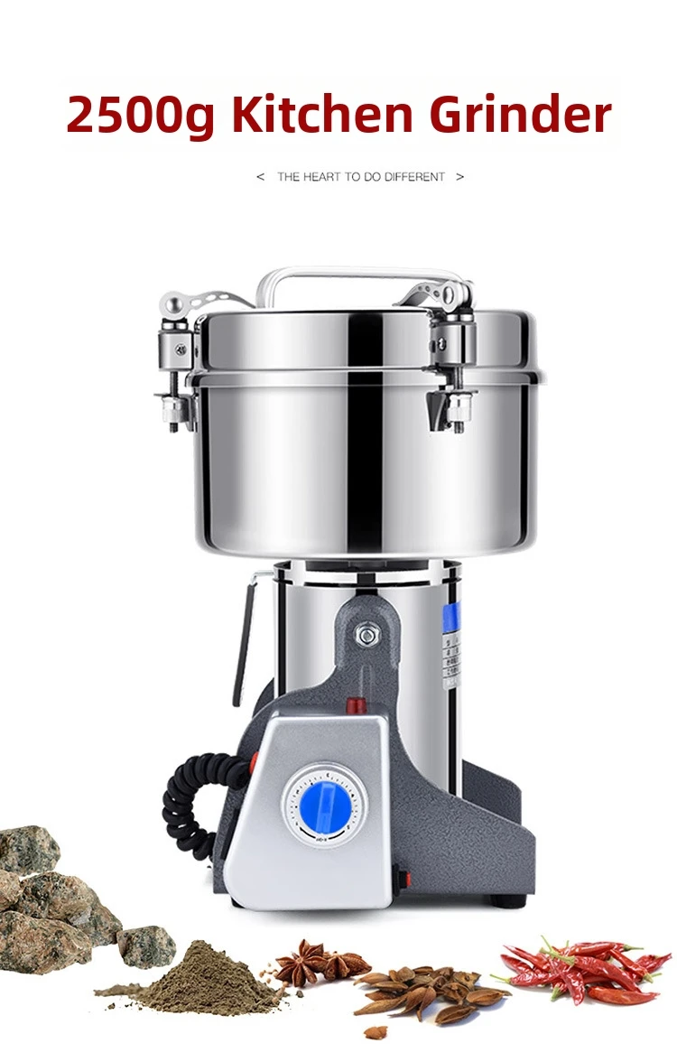 2500g Gewerbliche Edelstahl-Kräutermühle – Elektrische Pulvermaschine für Ginseng/Angelika/Chinesische Medizin, Ultrafein 70-30 – Detail 2