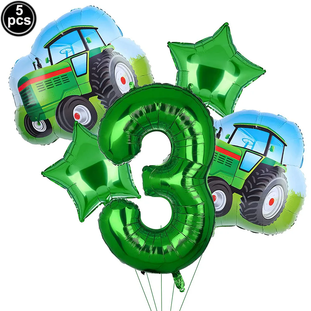 Farm Tractor Birthday Party Supplies Set: Green Tractor Plates, Cups & Napkins