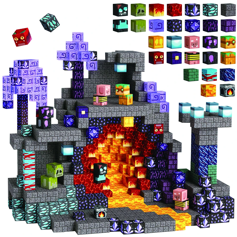 Blocs de construction magnétiques Mine World, grotte magnétique, Cube en brique, ensemble de jouets STEM sensoriel 2025, meilleur cadeau pour garçons et filles