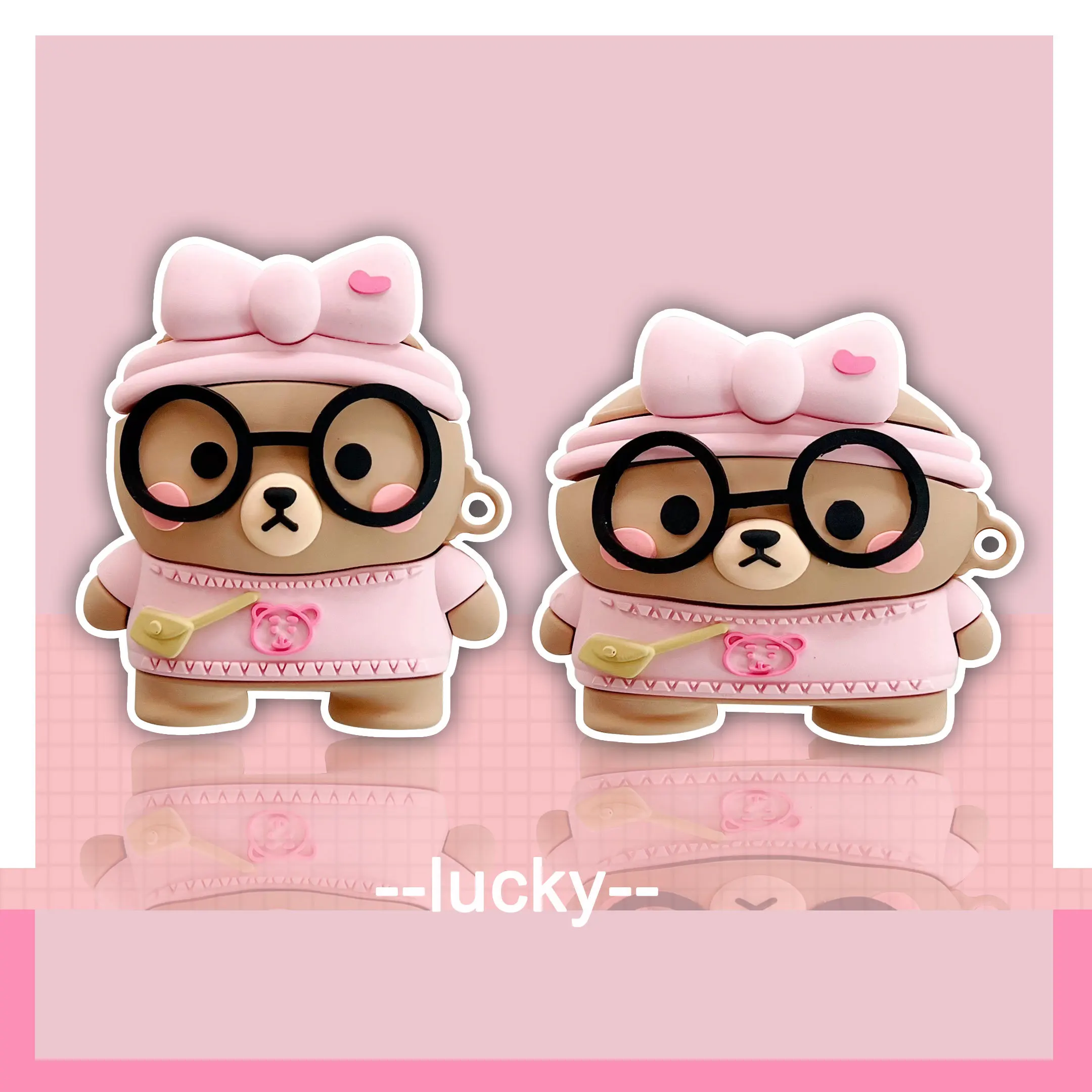 

Cute Cartoon 3D Glasses Bear Silicone Earphone Case For Airpdods 3 2021 Hedphone Soft Cover For Airpods 1 2 3 Pro