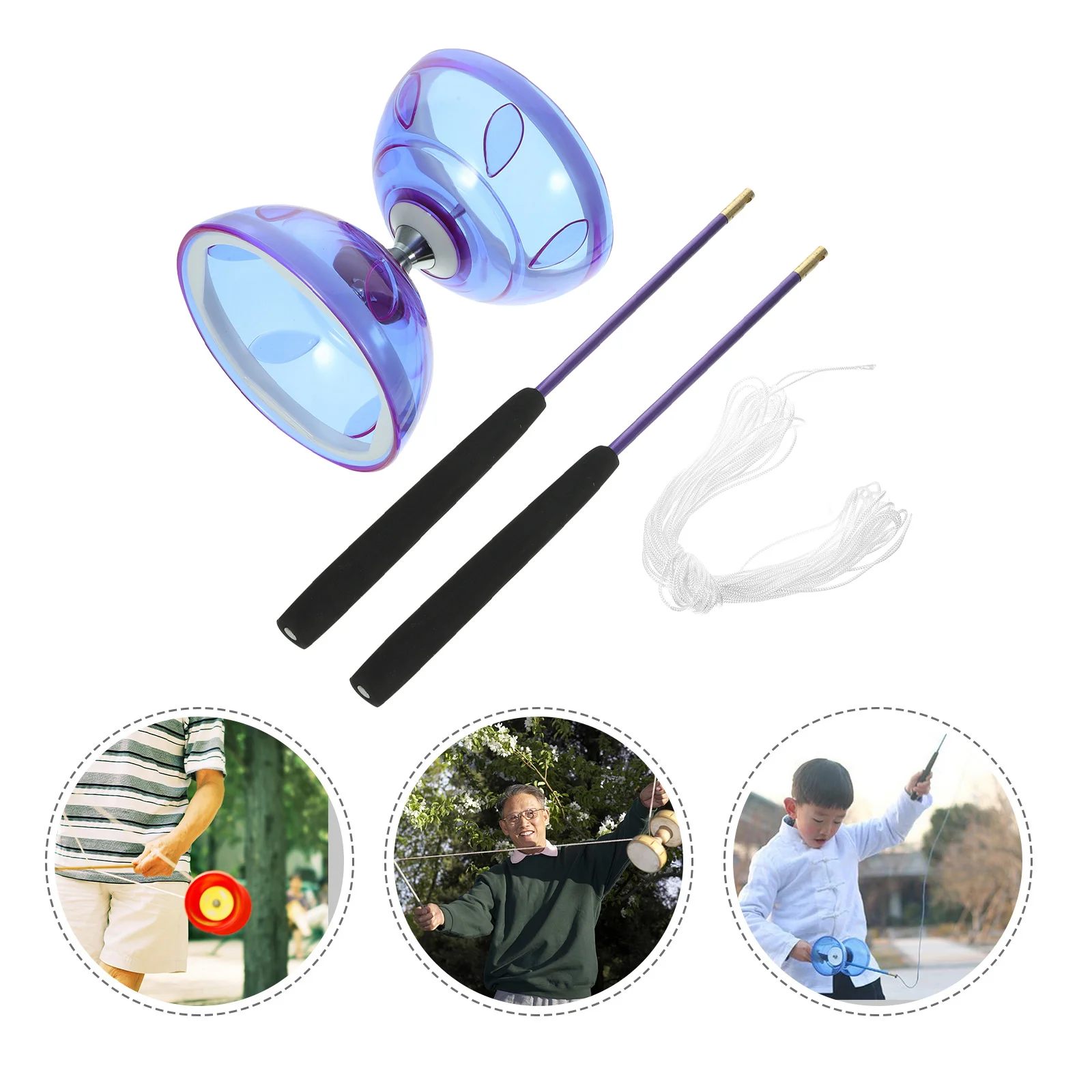 1 set Double Headed Diabolo Beginner Training Fitness Toy Rubber Surface Professional Performance Kids Elderly Practice Tool diabolo toy