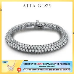 ATTAGEMS D Color Round Cut 2.5mm Moissanite Bracelet for Women Man White Gold Plated 925 Silver Pass Diamond Tester Bracelets