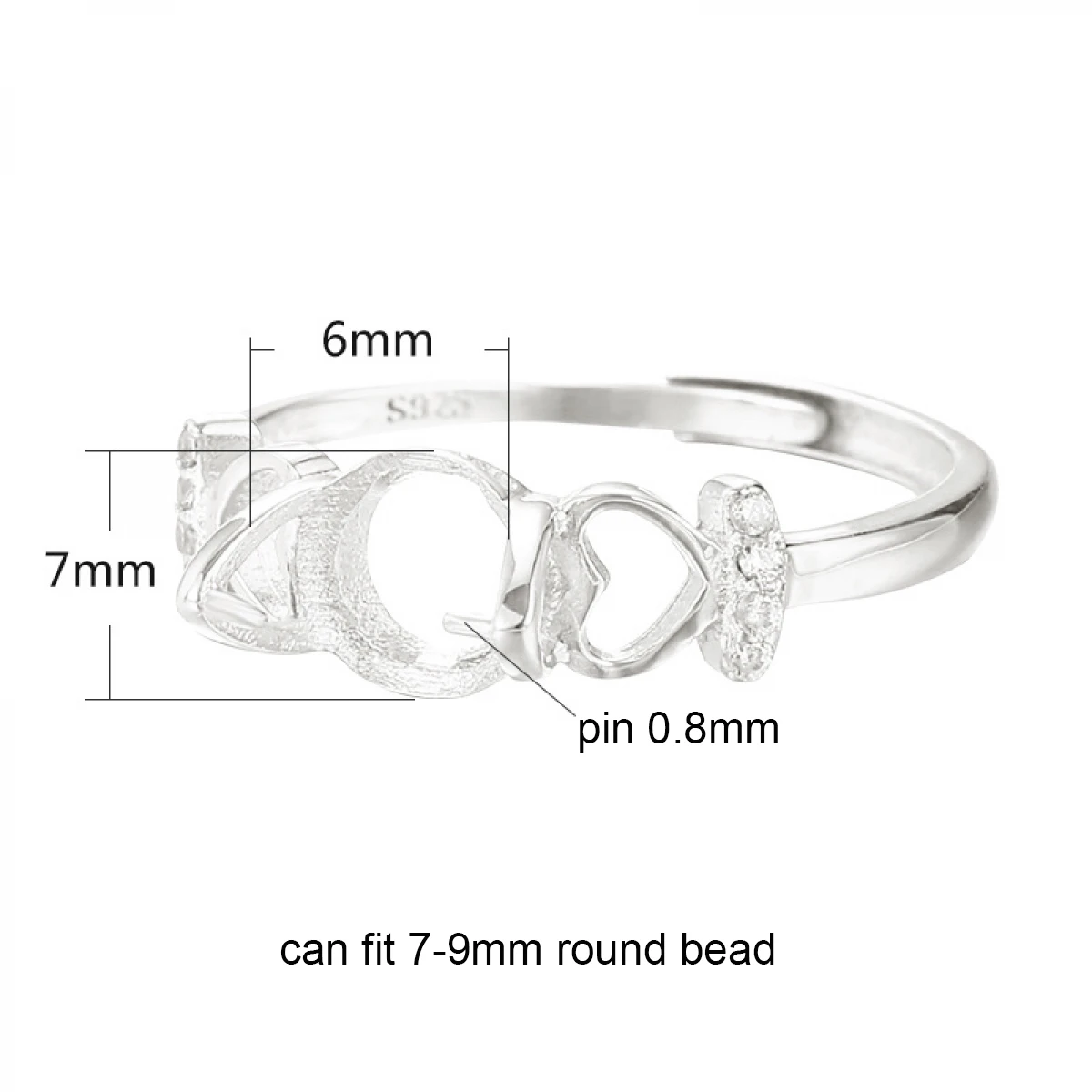 925 Silver Adjustable Blank Ring Base Fit 7-9mm Cabochon Amber Opal Agate Turquoise Ring Setting DIY Jewelry Making