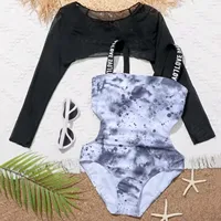 Girls Cow Print Shorts Toddler Baby Girl's 2 Piece Swimsuits Prints Bikini Bathing Suit Briefs Long Sleeves Girls Swim Suits7-8 1
