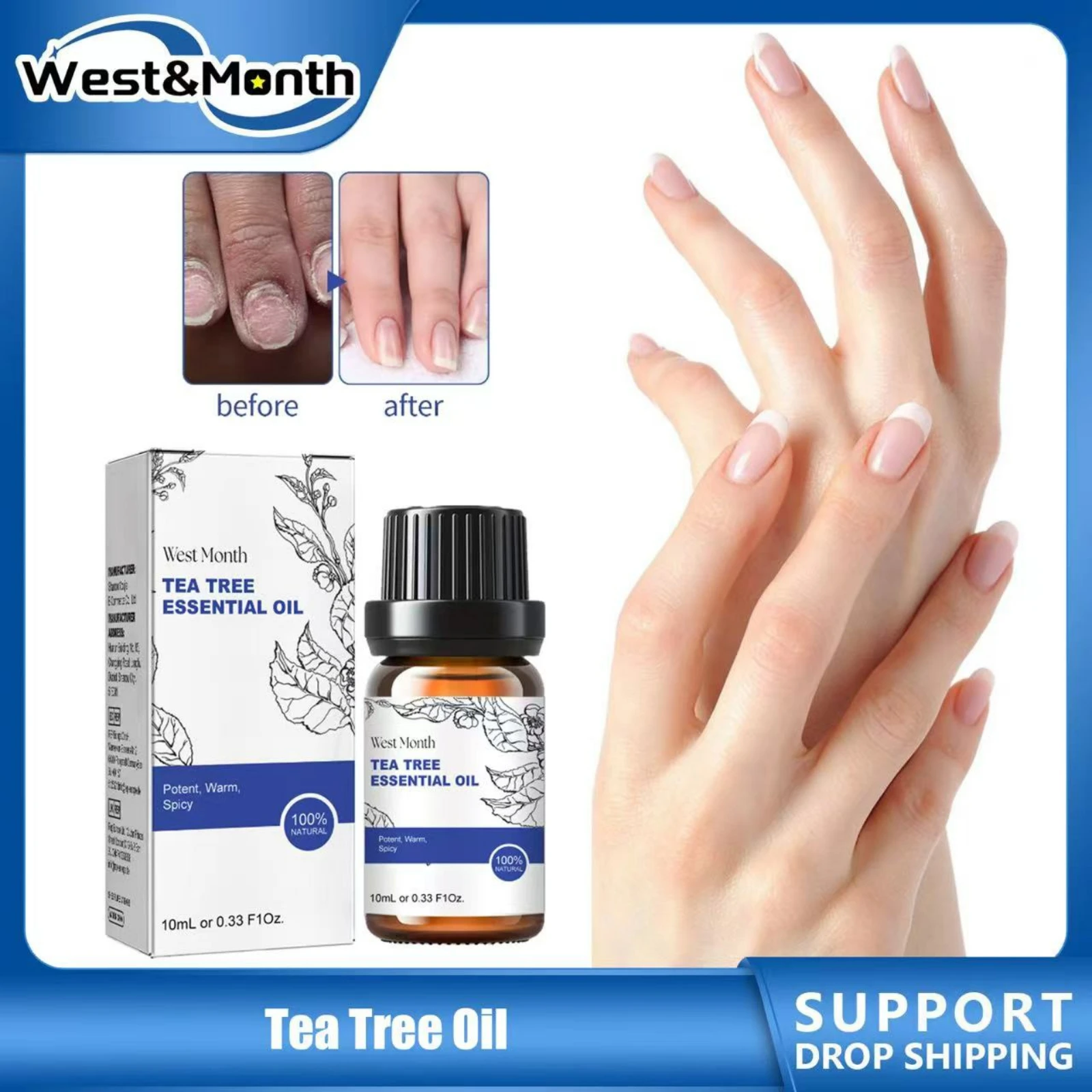 

Tea Tree Essential Oil Balance Water Oil Face Nourishing Hair Smoothing Anti Itchy Scalp Repair Damaged Nails Fungus Treatment
