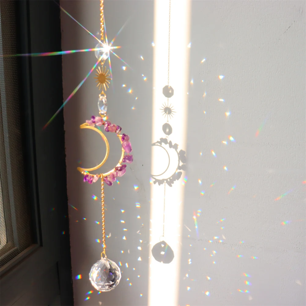 Crystal Sun Catcher Handmade Decor Rainbow Maker Car Window Hanging Sun Catcher Garden Decoration Chandelier Pendant