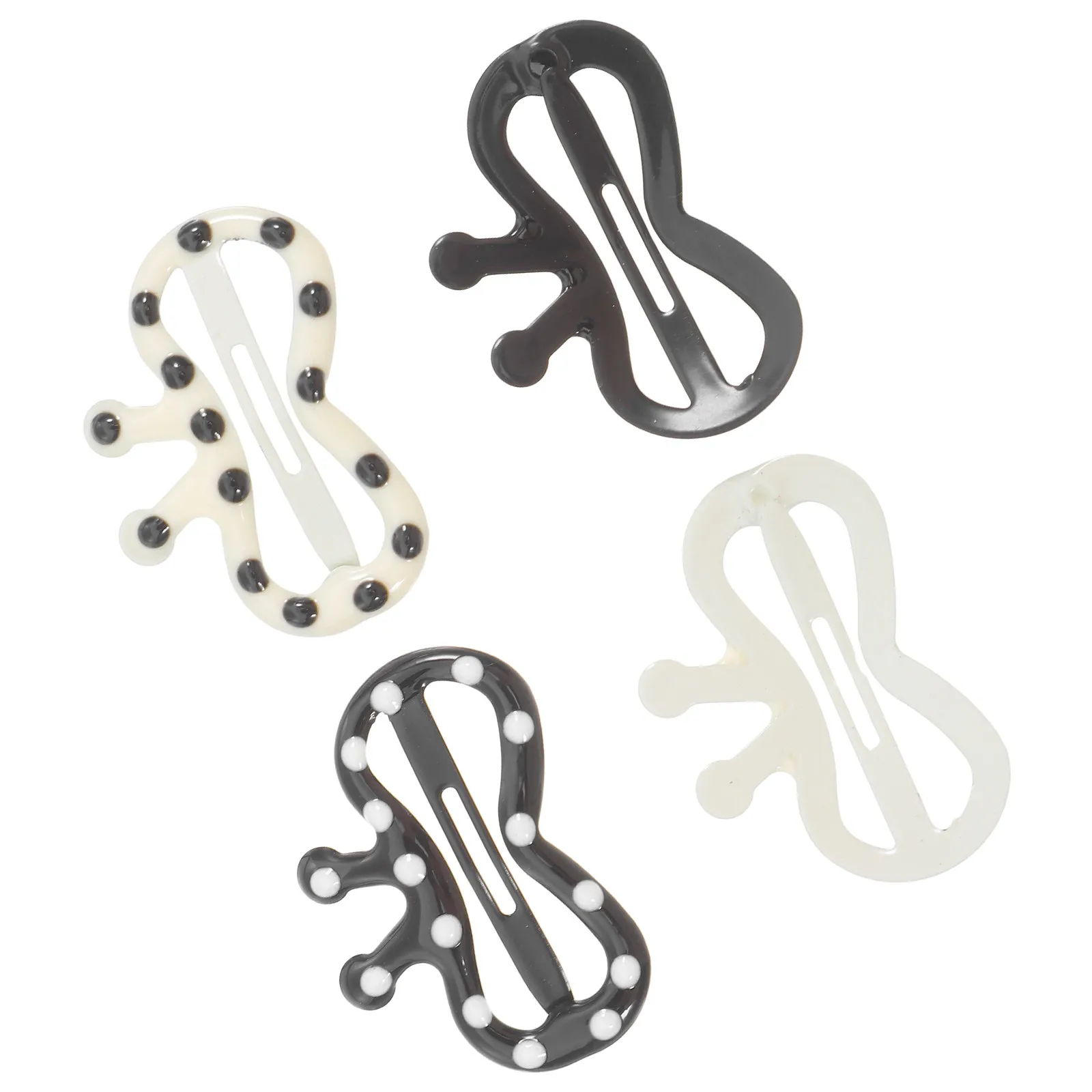 4Pcs 어린 소녀들을위한 검은 흰색 폴카 도트 Bowknot 헤어 클립 달콤하고 세련된 헤어 액세서리 사이드 클립 바레트