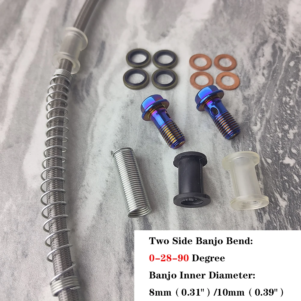 Hydraulic Brake Hose Titanium Gold M8/M10 Banjo Motorcycle Hydraulic Brake Hose Tube Line 30~400cm Cable Pipe Line Steel Mesh Braided Oil Hose ATV