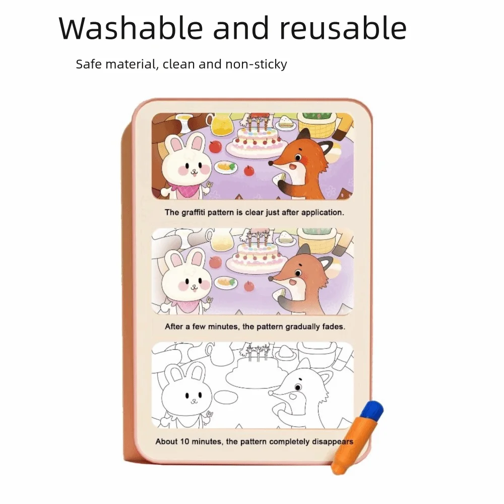 펜으로 그리는 물 그림책, 재사용 가능한 다중 장면 마법 그림책, DIY 디자인, 깨끗한 물로 그리는 교육용 어린이용 선물 아이디어