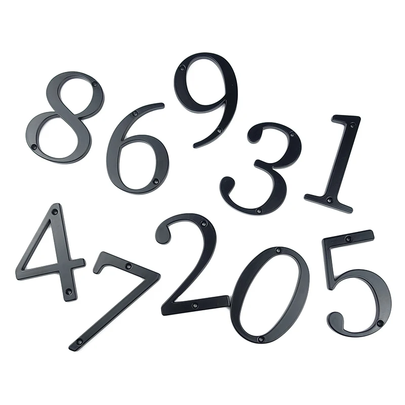 House number signs 1pc Black 101mm Modern House Number Outdoor 4 inch Zinc Alloy Apartment Door Numbers Mailbox Address Sign #0-9 With Screws
