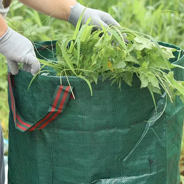 Conteneur de stockage de déchets de jardin réutilisable, sac de collecte de  déchets, sac vert de